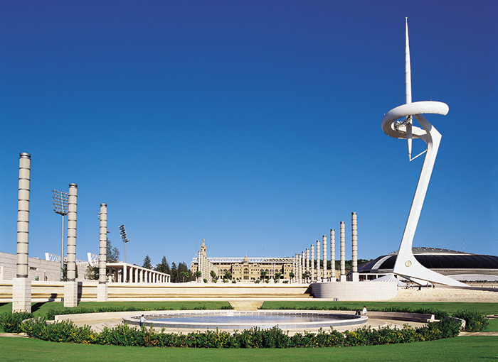 Olympic Stadium and Calatrava Tower. Image by Espai d'Imatge via Turisme de Barcelona
