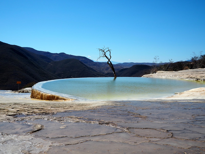 swimming in mineral pools at hierve el agua