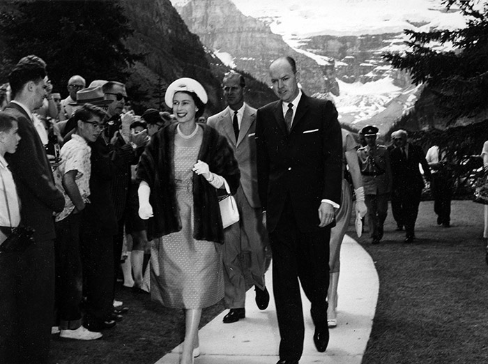 The Queen pictured while staying at the Fairmont Chateau Lake Louise
