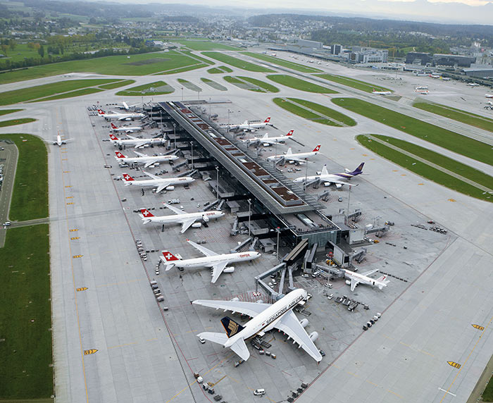 Aerial view of Zurich. Copyright Flughafen Zurich AG