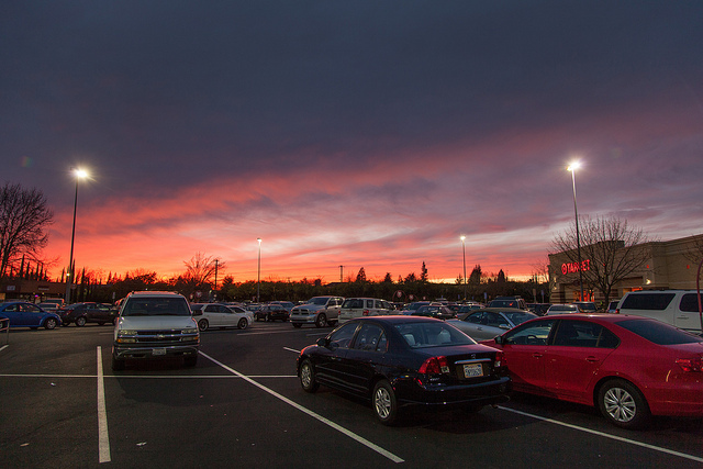 sunset in the target parking lot