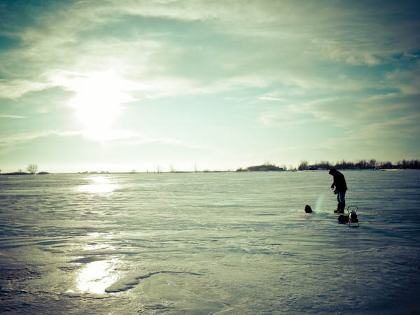 Ice fishing Last Mountain Lake