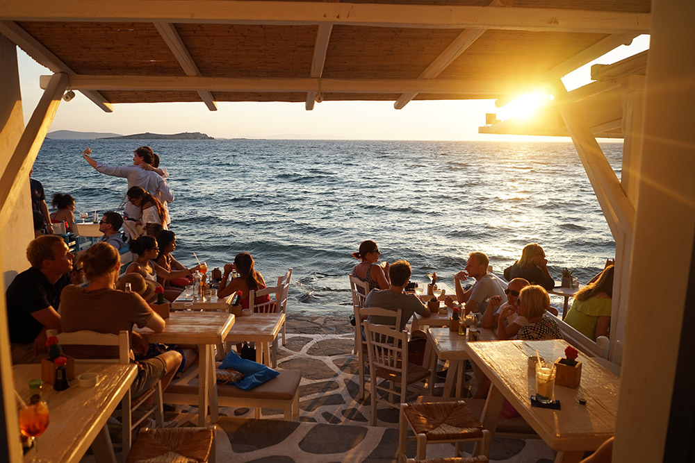 Sunset Little Venice Mykonos Greece