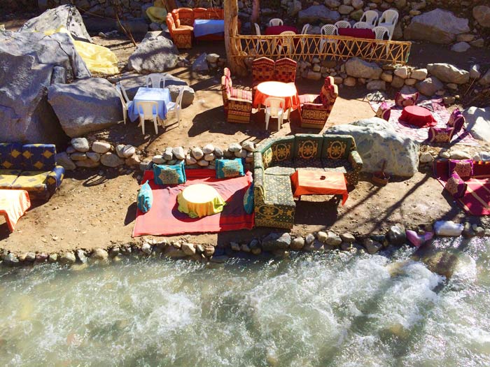 Riverside restaurants in the Atlas Mountain's 