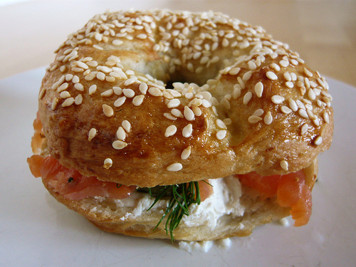 Lox and schmear on a homemade bagel