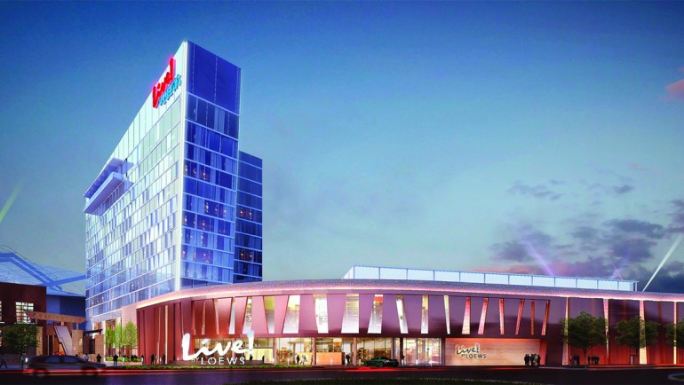Loews Hotels will return to Texas for the first time in almost a quarter-century when it opens the 302-room Live! by Loews hotel (rendering above) in Arlington in 2019.