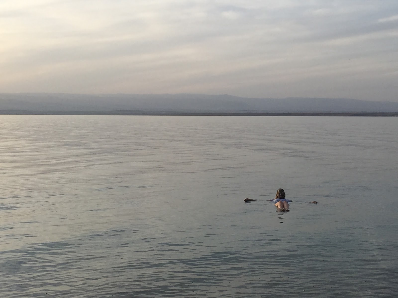Floating alone in the Dead Sea