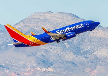 Las Vegas, NV, USA- November 3, 2014: Boeing 737 Southwest Airlines takes off from McCarran International Airport in Las Vegas, NV on November 3, 2014. Southwest is a major US airline and the world's largest low-cost carrier. It is the largest operator of the 737 worldwide.